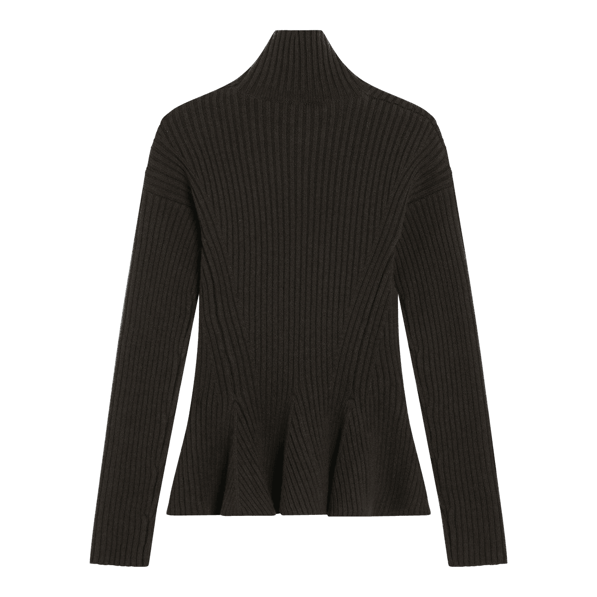 Max Mara Green Moss Peplum Turtleneck in Cashmere Blend Glam Steals