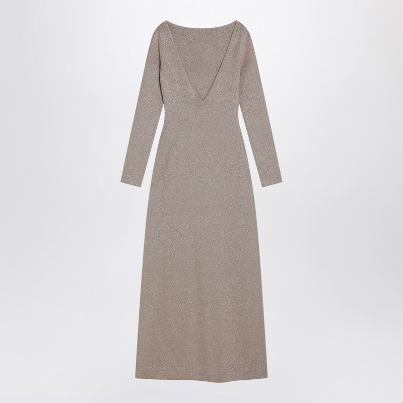 Max Mara Pianoforte Beige Dress In Viscose And Lurex Yarn Glam Steals