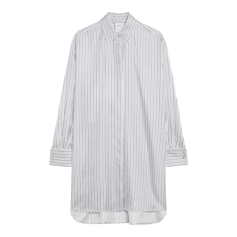Max Mara Silk Oversized Striped Shirt Glam Steals