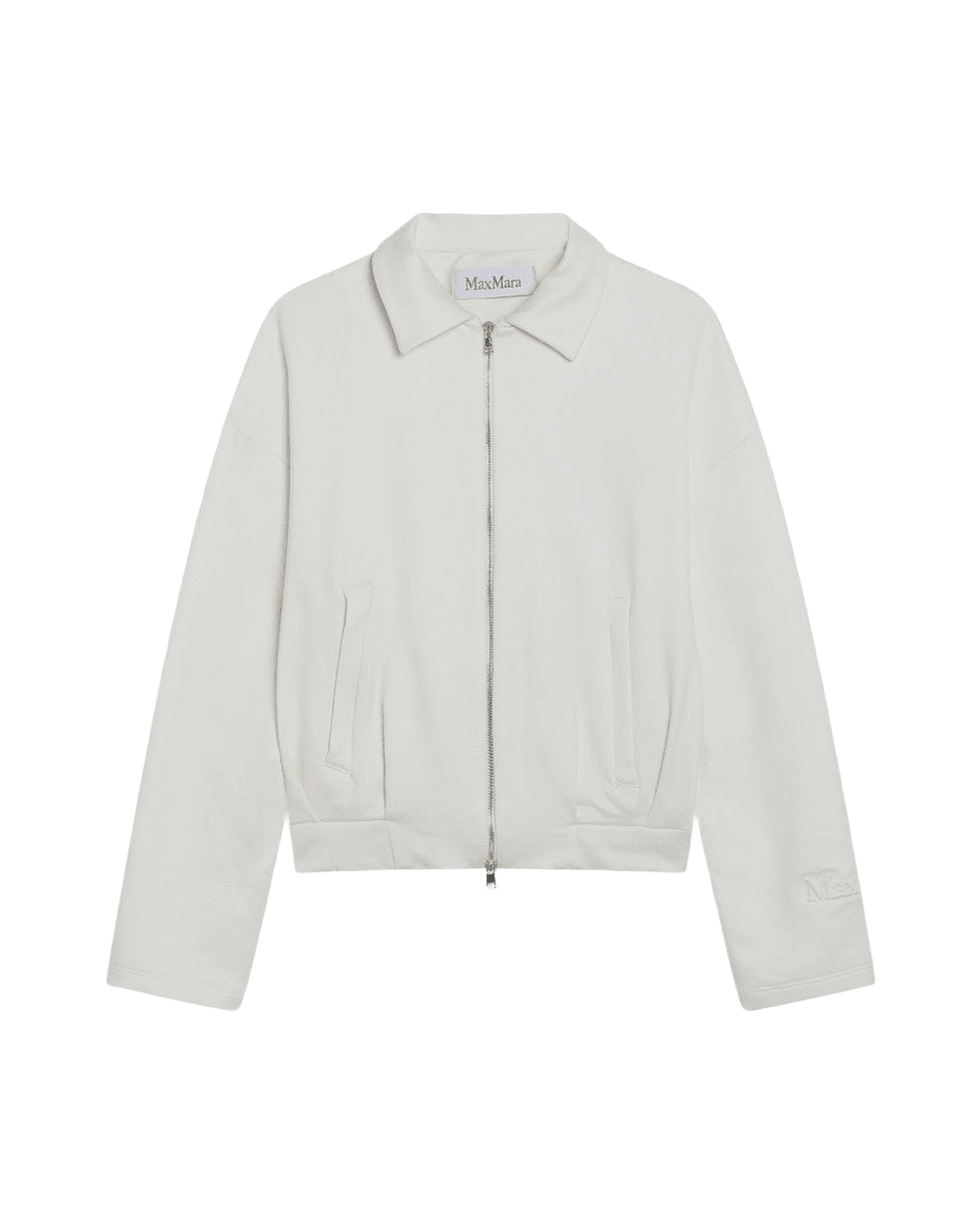 Max Mara White Silk Cropped Sweat-Shirt In Blend Glam Steals