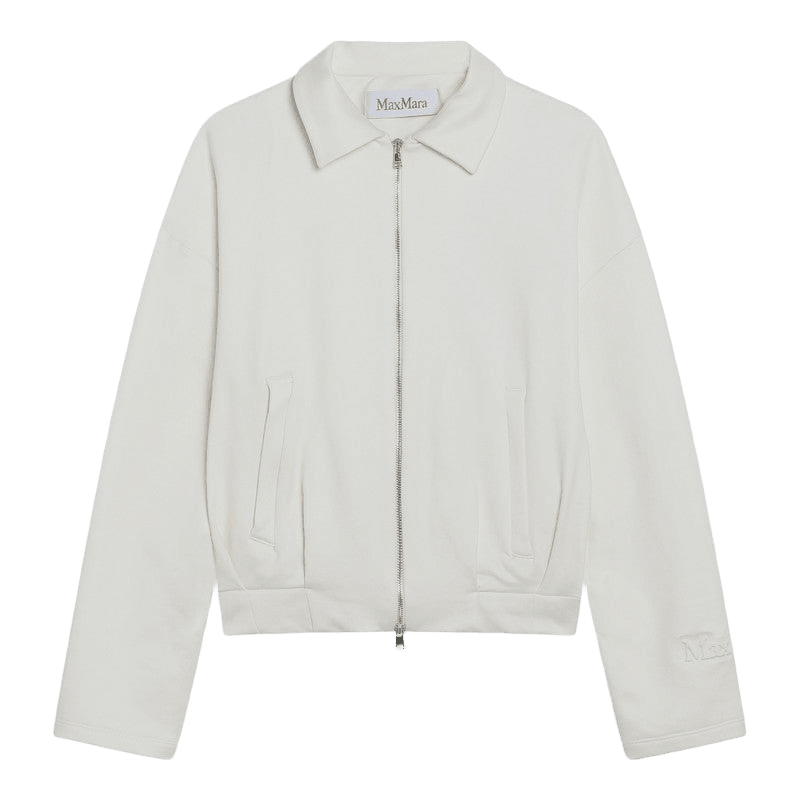 Max Mara White Silk Cropped Sweat-shirt in Blend Glam Steals