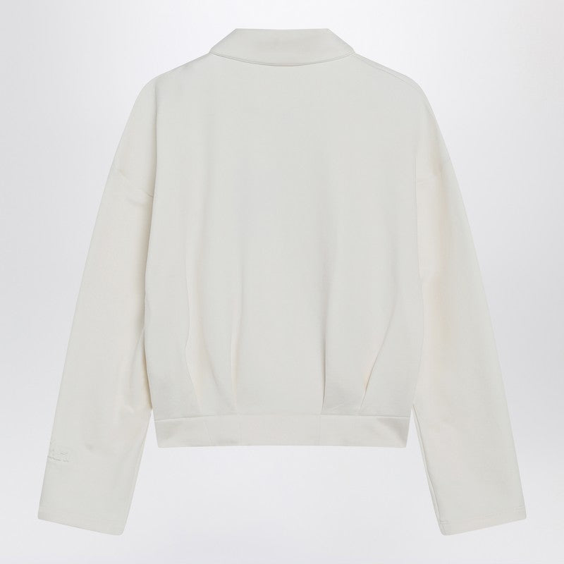 Max Mara White Silk Cropped Sweat-shirt in Blend Glam Steals