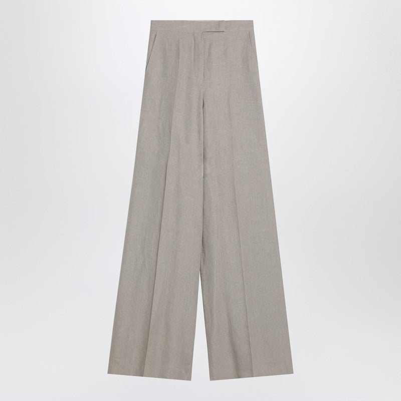 Max Mara Wide beige trousers in linen canvas Glam Steals
