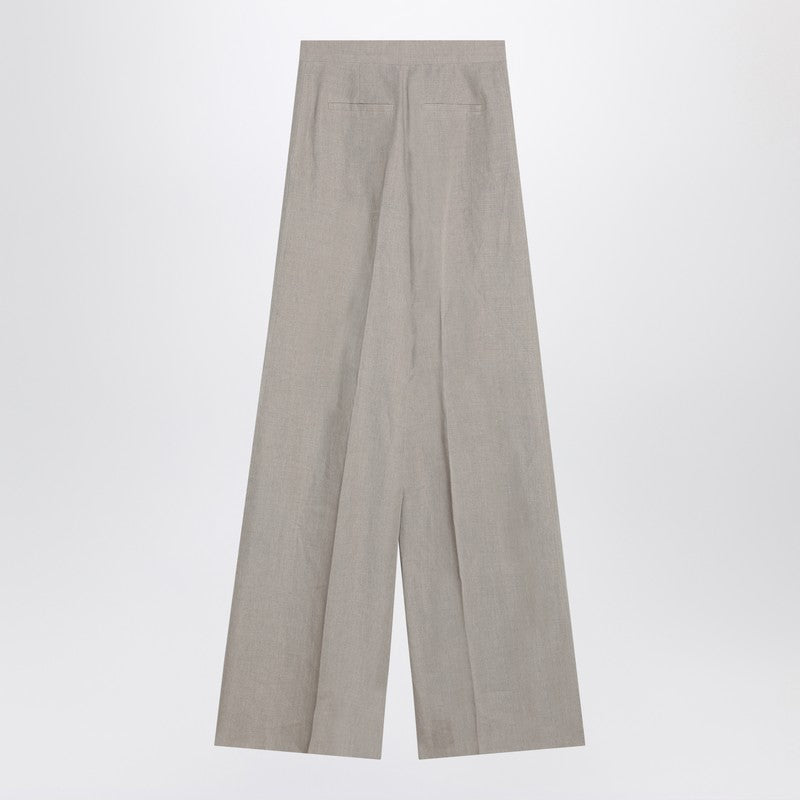 Max Mara Wide beige trousers in linen canvas Glam Steals
