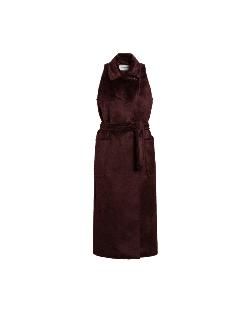 Max Mara Wool Cherry Colored Sleeveless Coat in Alpaca Glam Steals