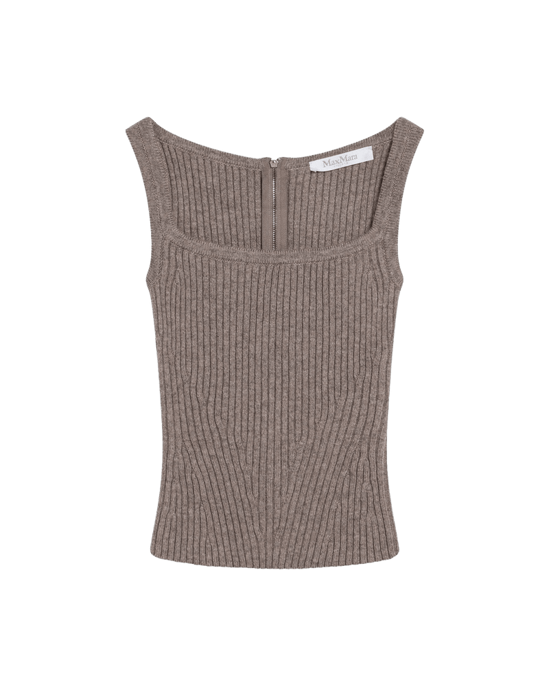 Max Mara Wool Hazelnut Colored Top in Cashmere Blend Glam Steals