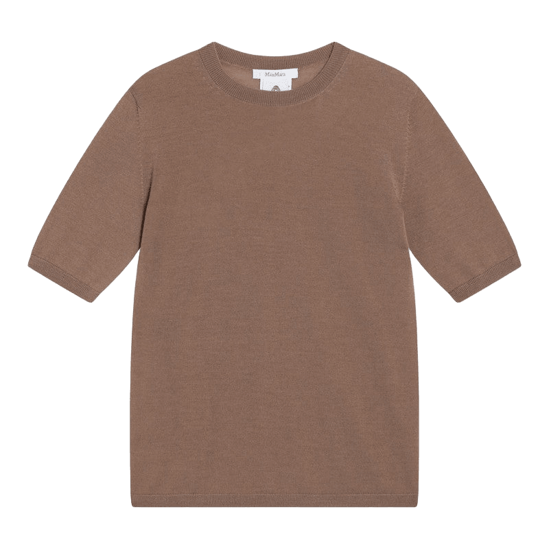 Max Mara Wool Hazelnut Coloured Crew Neck Sweater Glam Steals