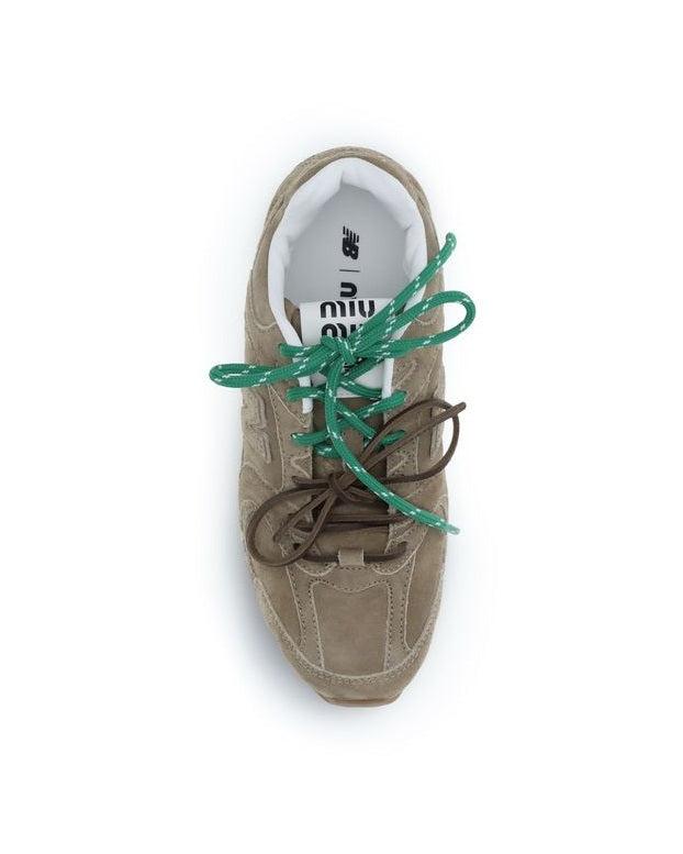 Miu Miu Beige Calf Leather Bos Taurus Athletic Sneakers Glam Steals