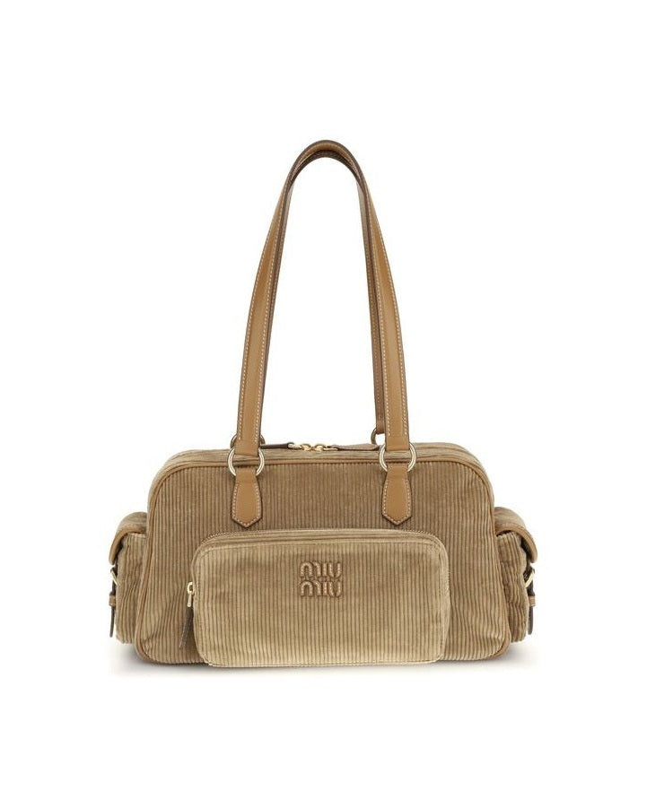 Miu Miu Beige Cotton Shoulder Bag Glam Steals