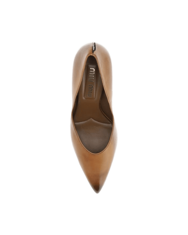 Miu Miu Beige Leather High Heel Pumps Glam Steals