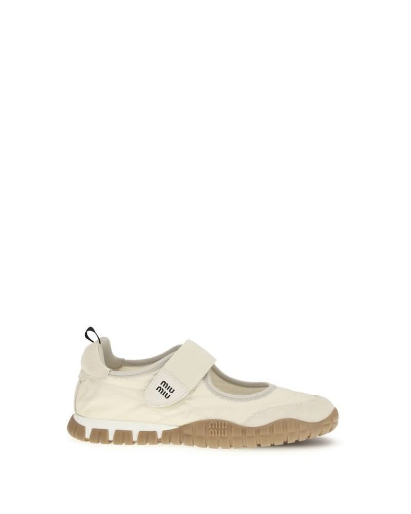 Miu Miu Beige Recycled Polyamide Ballet Flats 