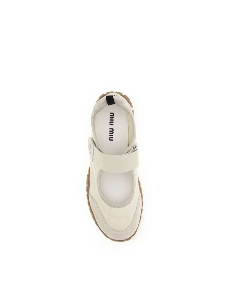 Miu Miu Beige Recycled Polyamide Ballet Flats 