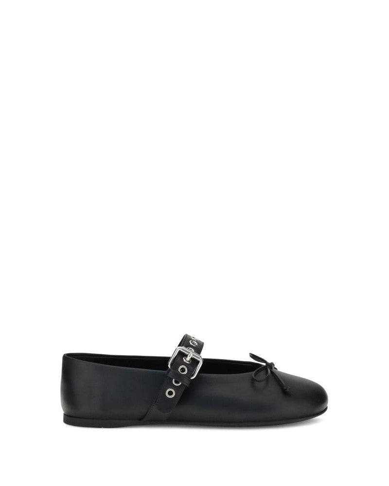 Miu Miu Black Calf Leather Bos Taurus Ballet Flats Glam Steals