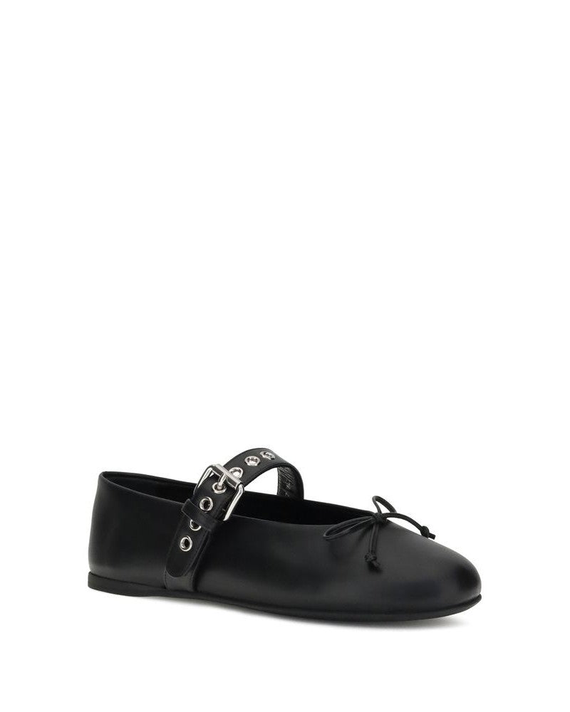 Miu Miu Black Calf Leather Bos Taurus Ballet Flats Glam Steals