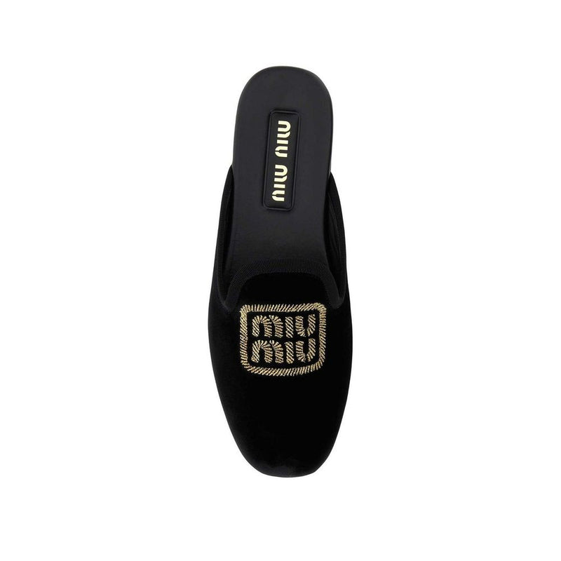 Miu Miu Black Calfskin Mules 