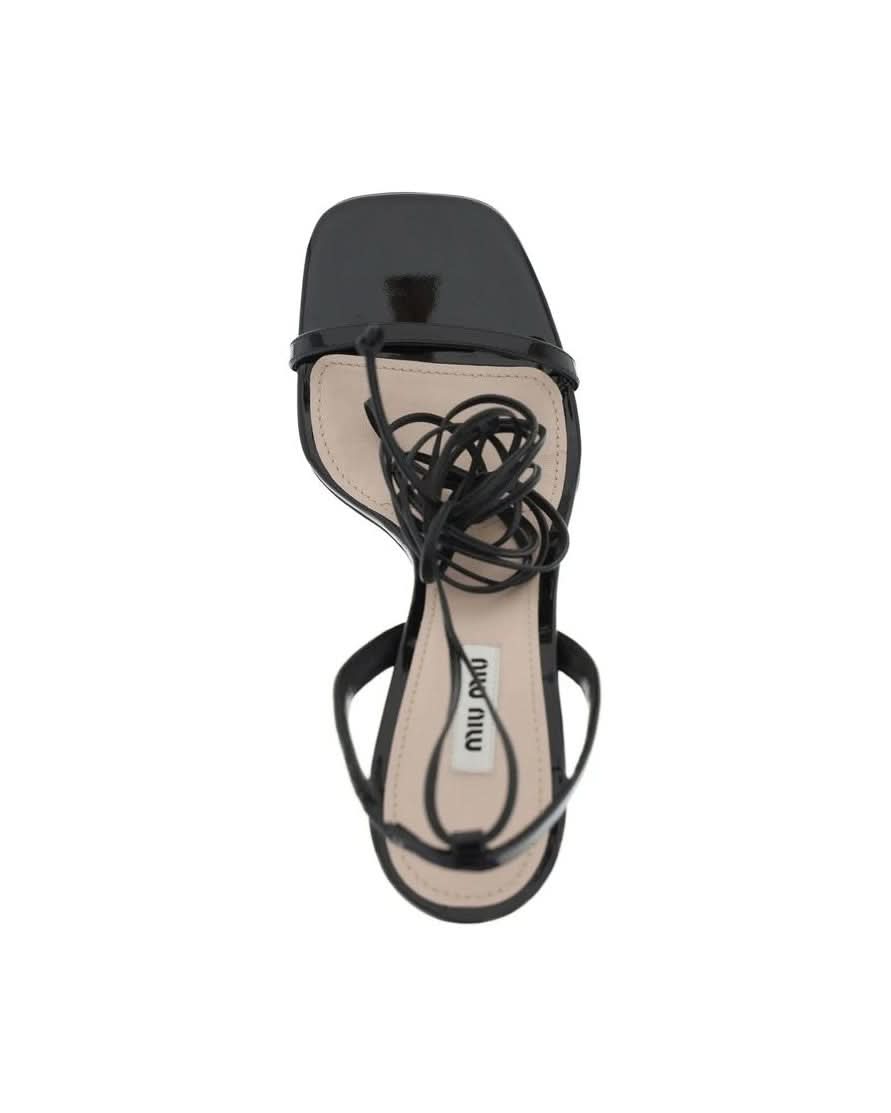 Miu Miu Black Calfskin Platform Sandals 