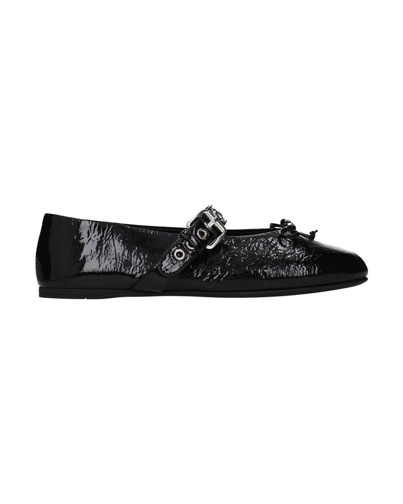 Miu Miu Black Leather Ballet Flats 