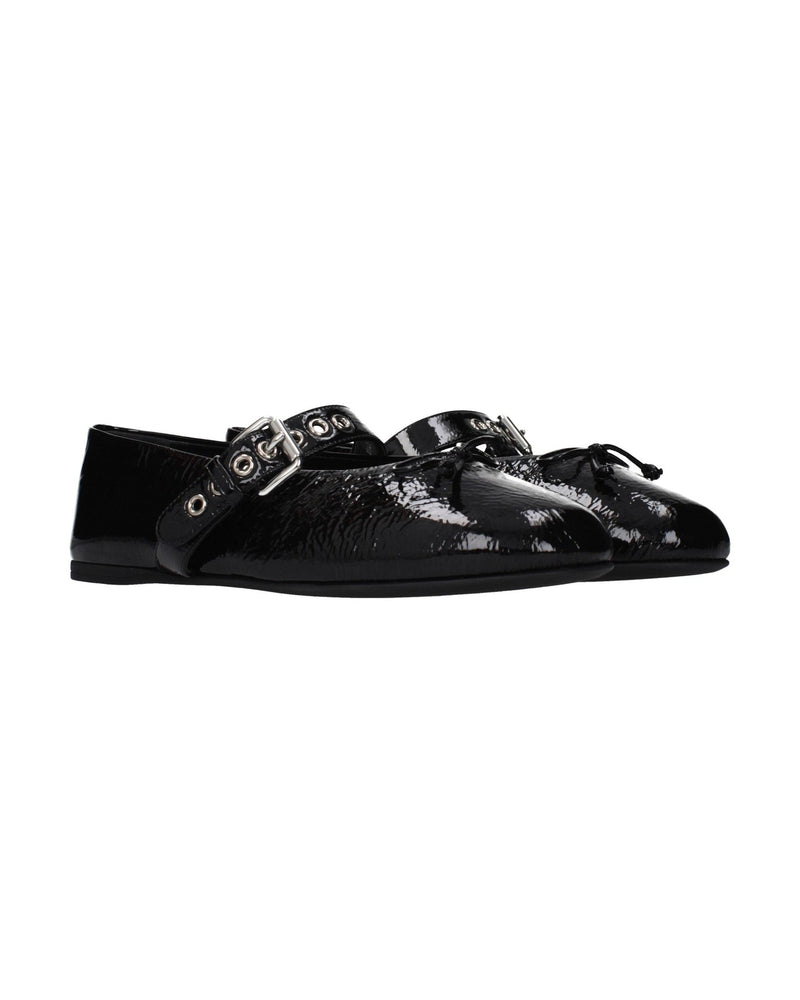 Miu Miu Black Leather Ballet Flats 