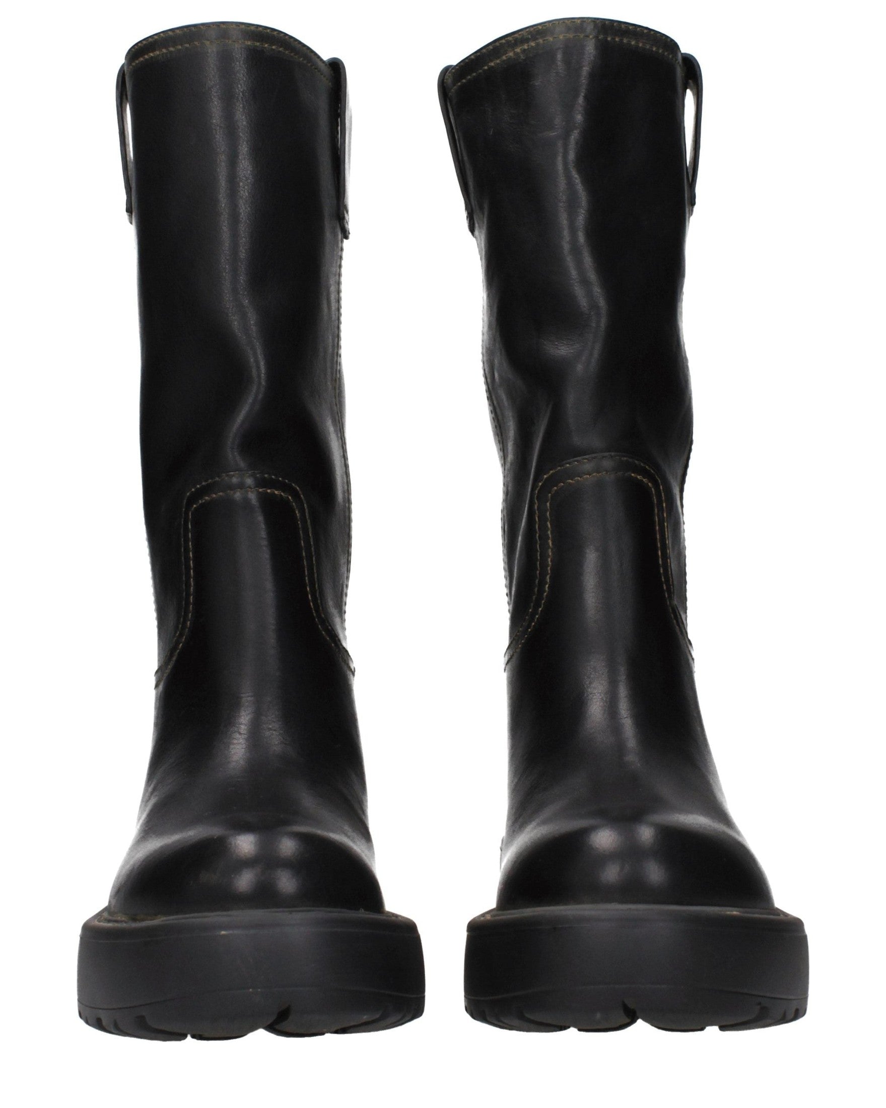 Miu Miu Black Leather Flat Boots Glam Steals