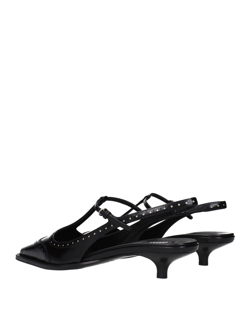 Miu Miu Black Leather Mid Heel Pumps Glam Steals