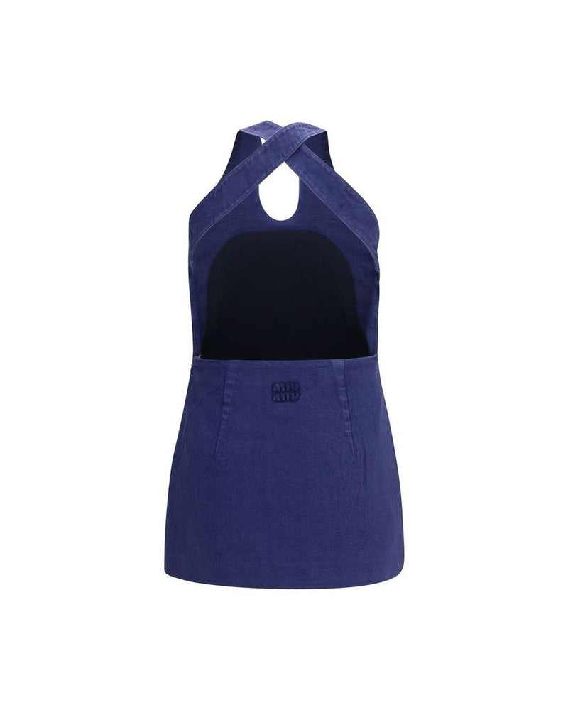 Miu Miu Blue Cotton Dress Glam Steals