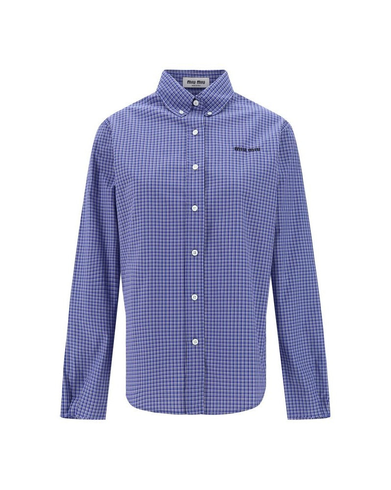 Miu Miu Blue Cotton Pattern Shirt Glam Steals