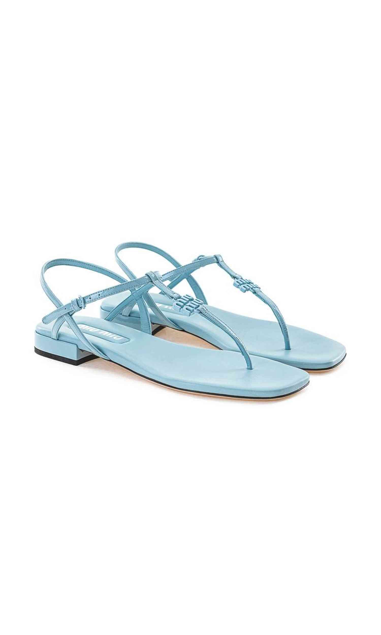 Miu Miu Blue Leather Patent Sandals Glam Steals