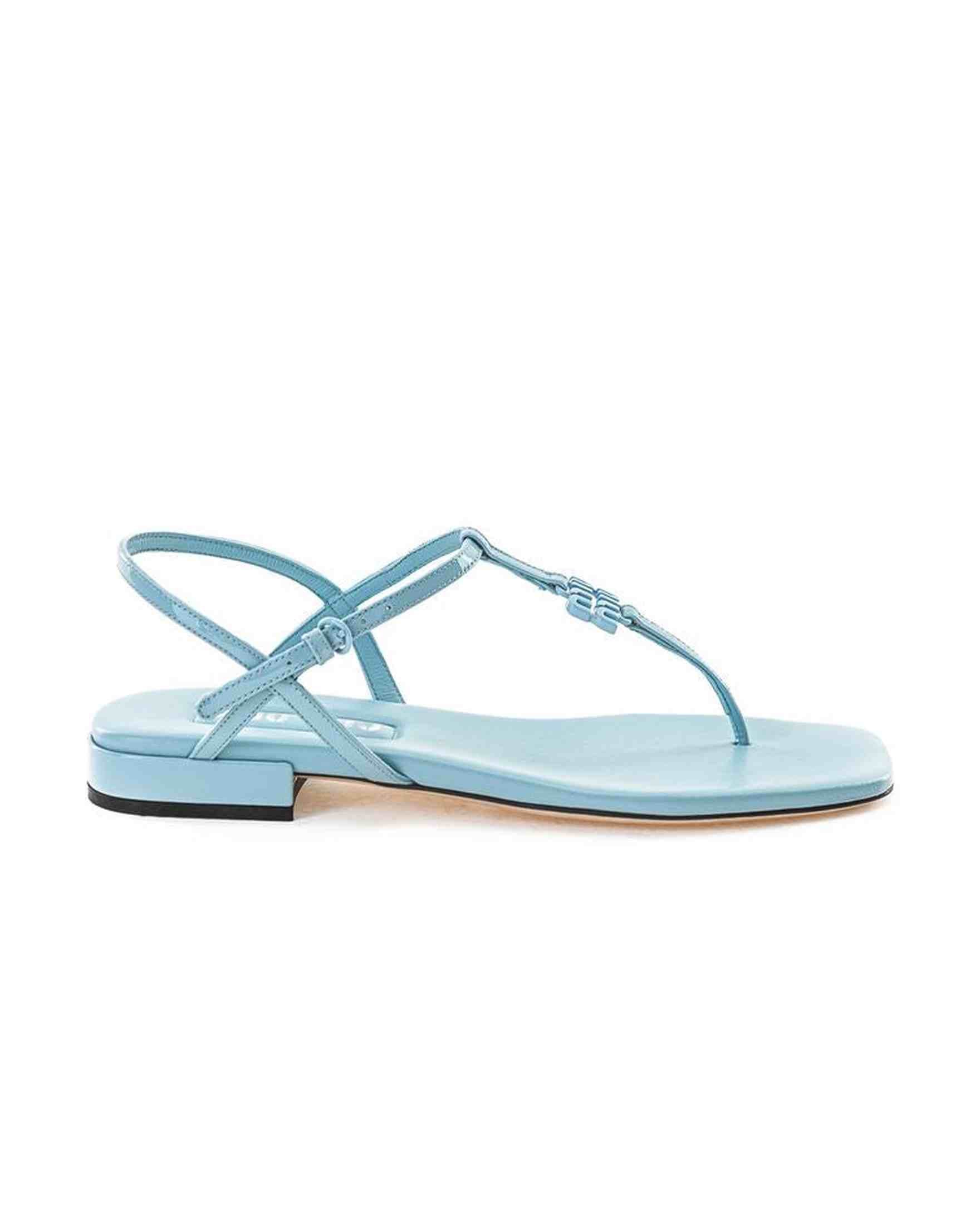 Miu Miu Blue Leather Patent Sandals Glam Steals