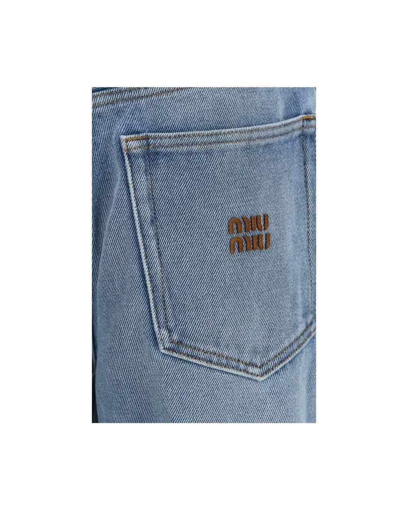 Miu Miu Blue Polyester Relaxed Fit Jeans Glam Steals