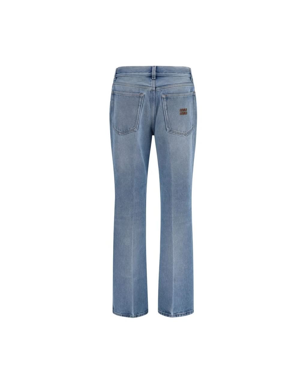 Miu Miu Blue Polyester Relaxed Fit Jeans Glam Steals