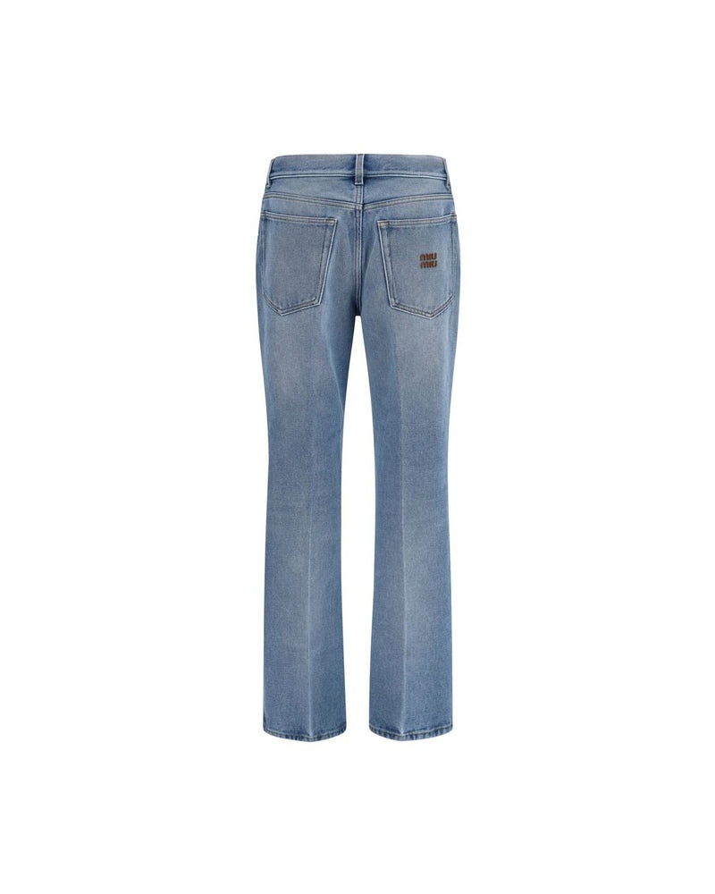 Miu Miu Blue Polyester Relaxed Fit Jeans Glam Steals