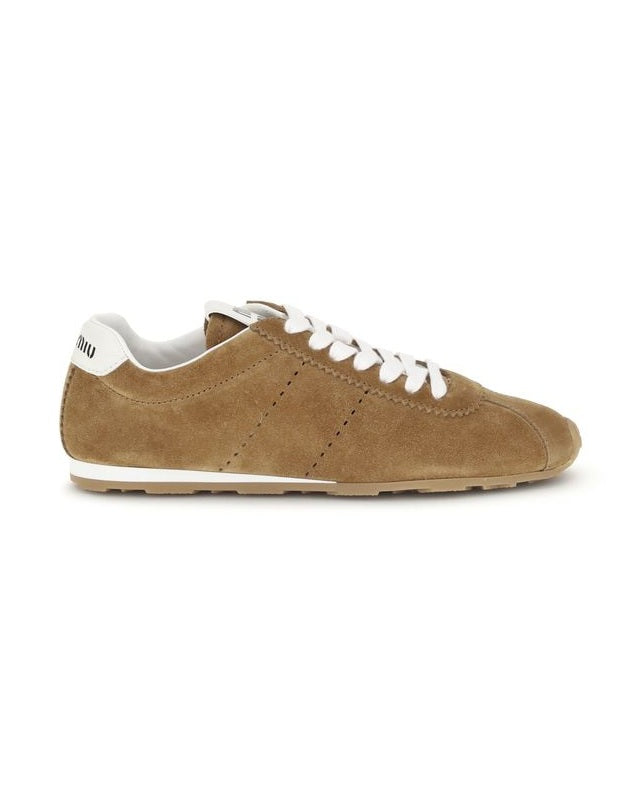 Miu Miu Brown Calf Leather Bos Taurus Athletic Sneakers Glam Steals