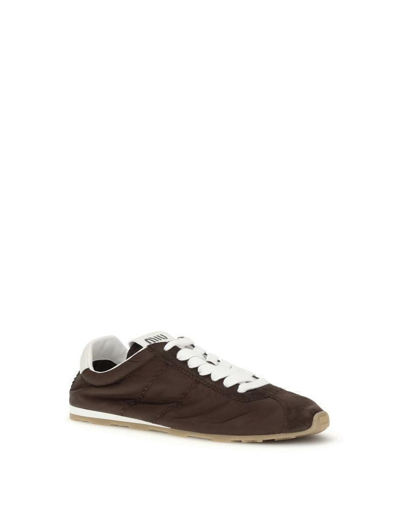 Miu Miu Brown Calf Leather Bos Taurus Low Top Sneakers 