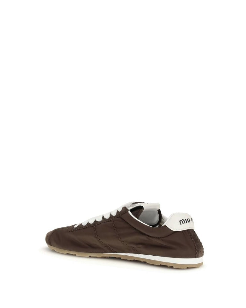 Miu Miu Brown Calf Leather Bos Taurus Low Top Sneakers 