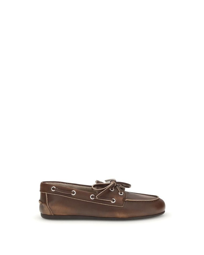 Miu Miu Brown Calf Leather Bos Taurus Slip On Loafers Glam Steals