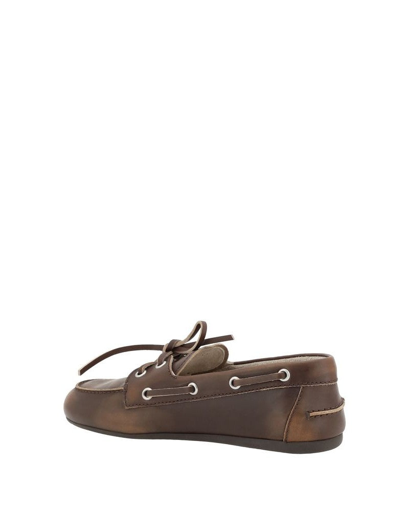 Miu Miu Brown Calf Leather Bos Taurus Slip On Loafers Glam Steals