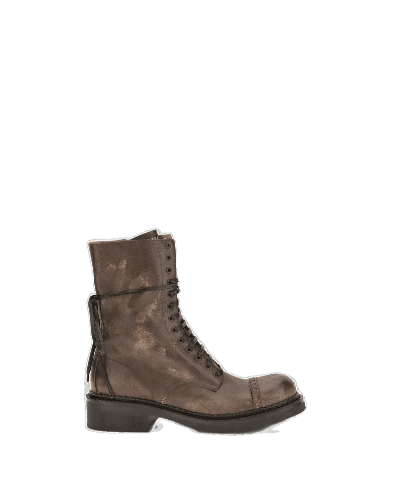 Miu Miu Brown Lace Rubber Up Boots Glam Steals