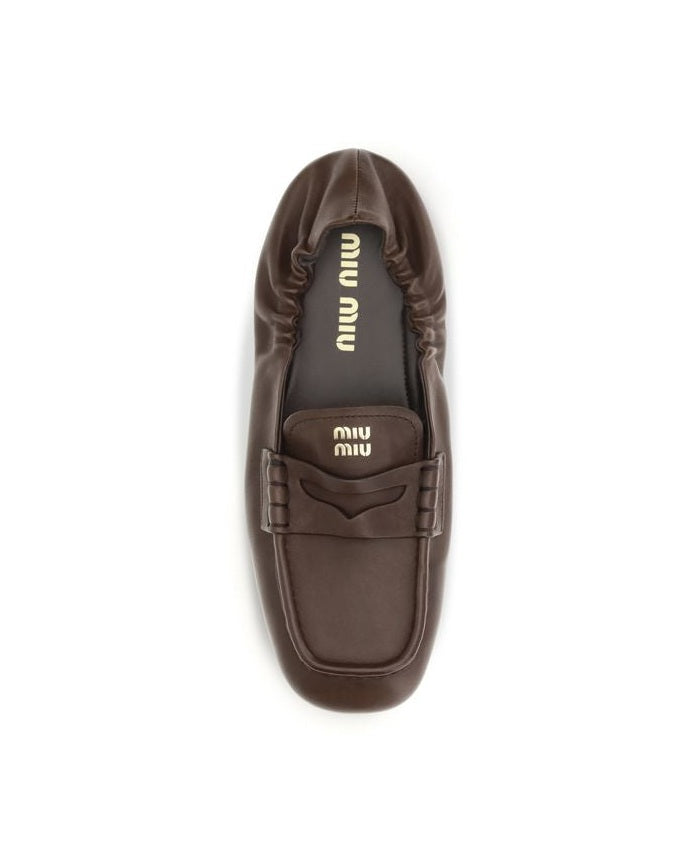 Miu Miu Brown Lamb Ovis Aries Slip On Loafers Glam Steals