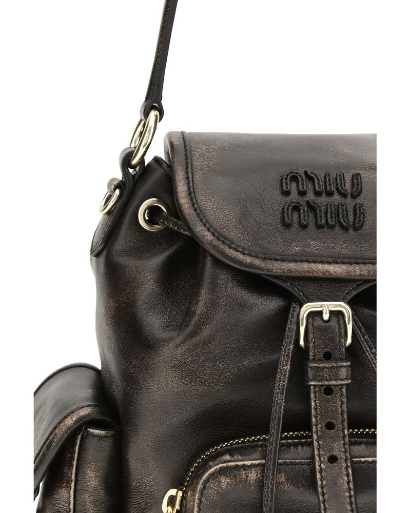 Miu Miu Brown Leather Calf Bos Taurus Backpack Glam Steals