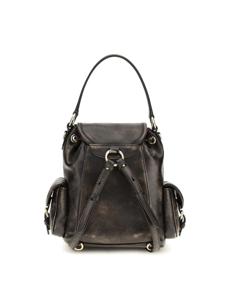 Miu Miu Brown Leather Calf Bos Taurus Backpack Glam Steals