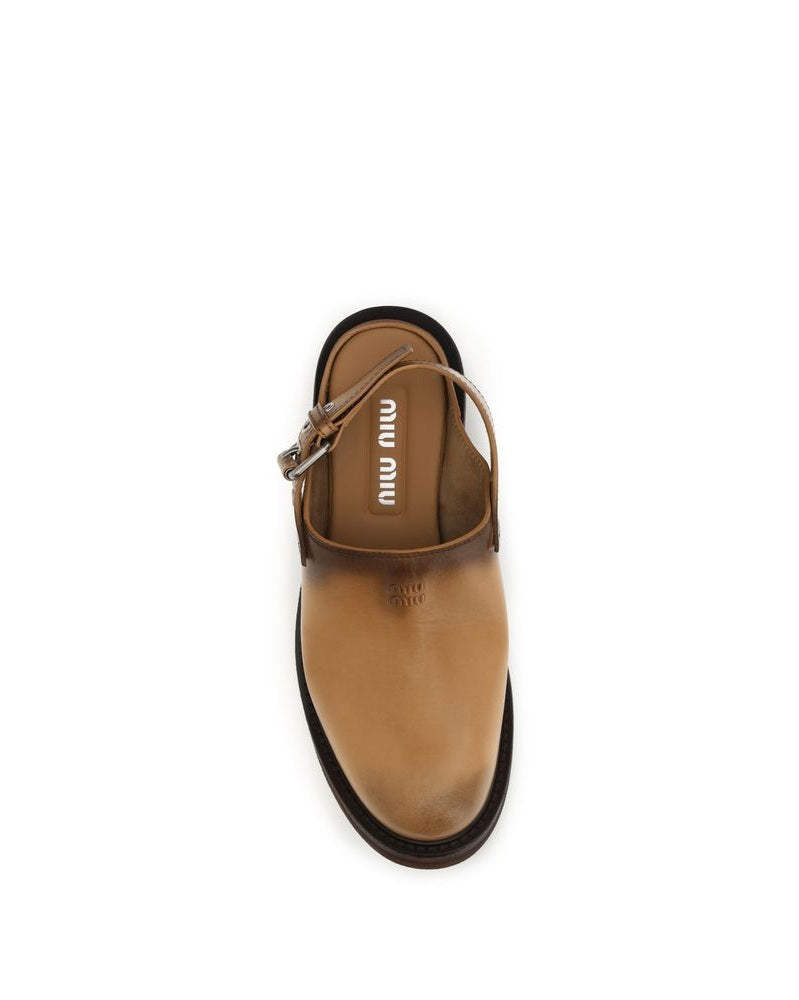 Miu Miu Brown Leather Calf Bos Taurus Mules Glam Steals