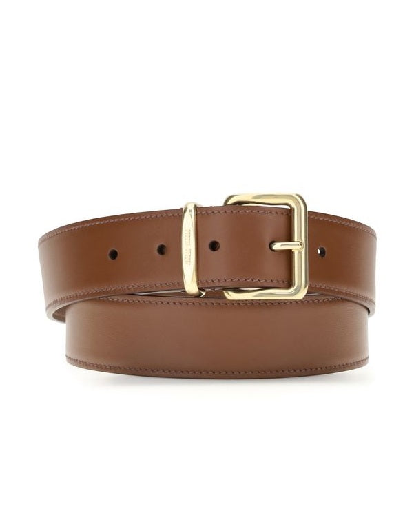 Miu Miu Brown Leather Calf Bos Taurus Regular Belt Glam Steals