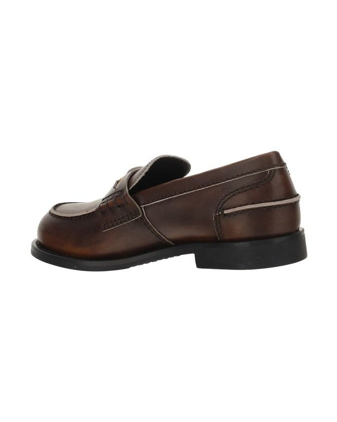 Miu Miu Brown Leather Calf Bos Taurus Slip On Loafers Glam Steals