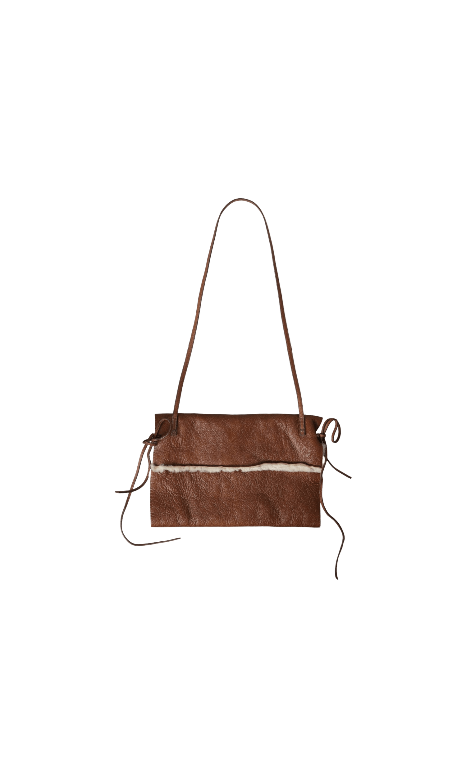 Miu Miu Brown Leather Fur Inner Lining Neck Strap Winterfleece Handwarmer Glam Steals