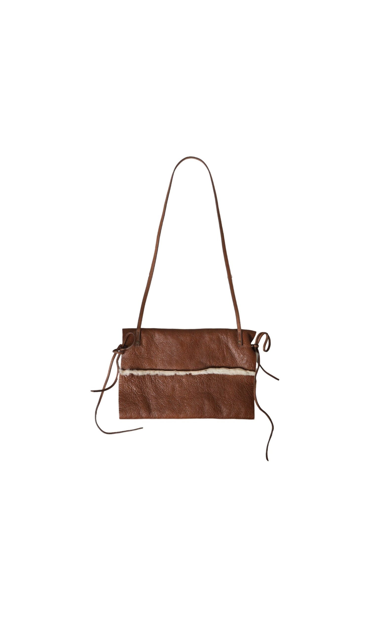 Miu Miu Brown Leather Fur Inner Lining Neck Strap Winterfleece Handwarmer Glam Steals