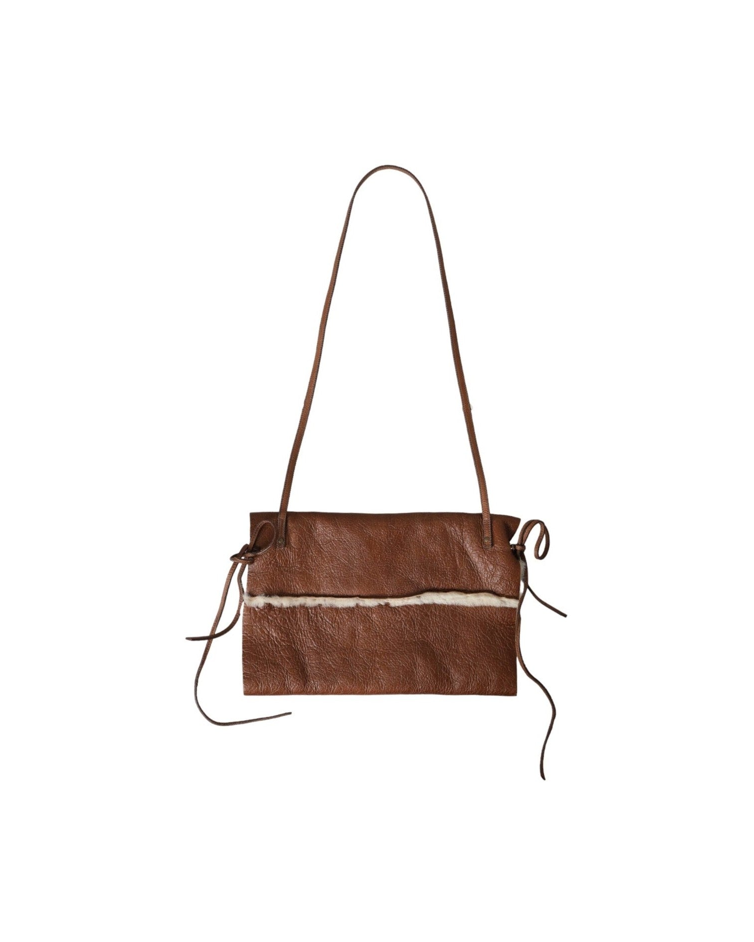 Miu Miu Brown Leather Fur Inner Lining Neck Strap Winterfleece Handwarmer Glam Steals
