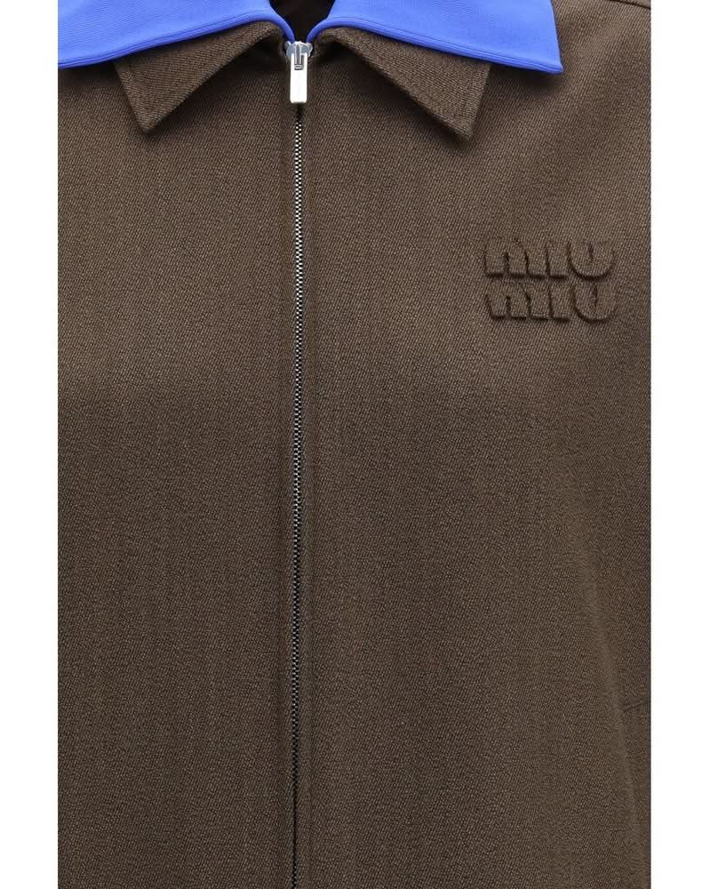 Miu Miu Brown Wool Fleece Bomber Jacket 