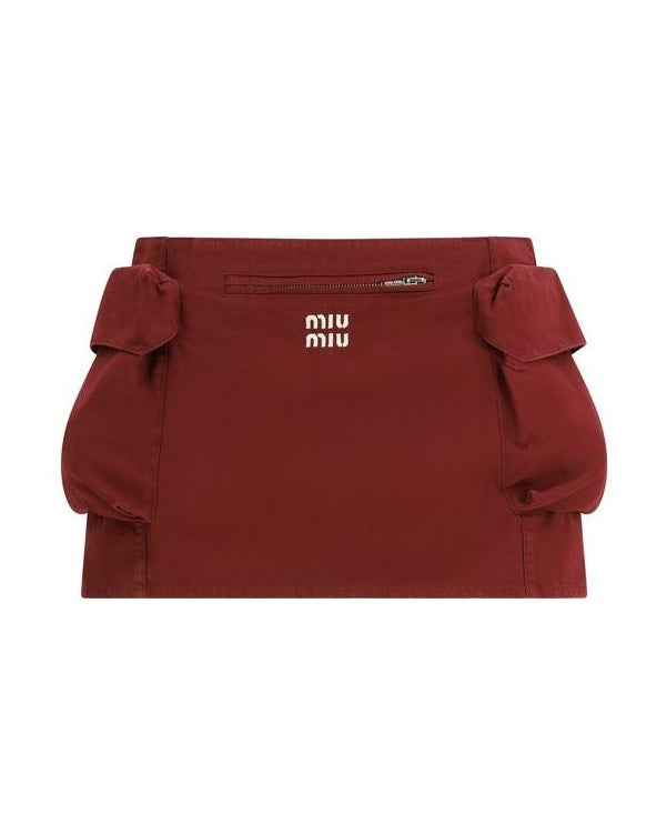 Miu Miu Cotton Bordeaux Mini Skirt Glam Steals