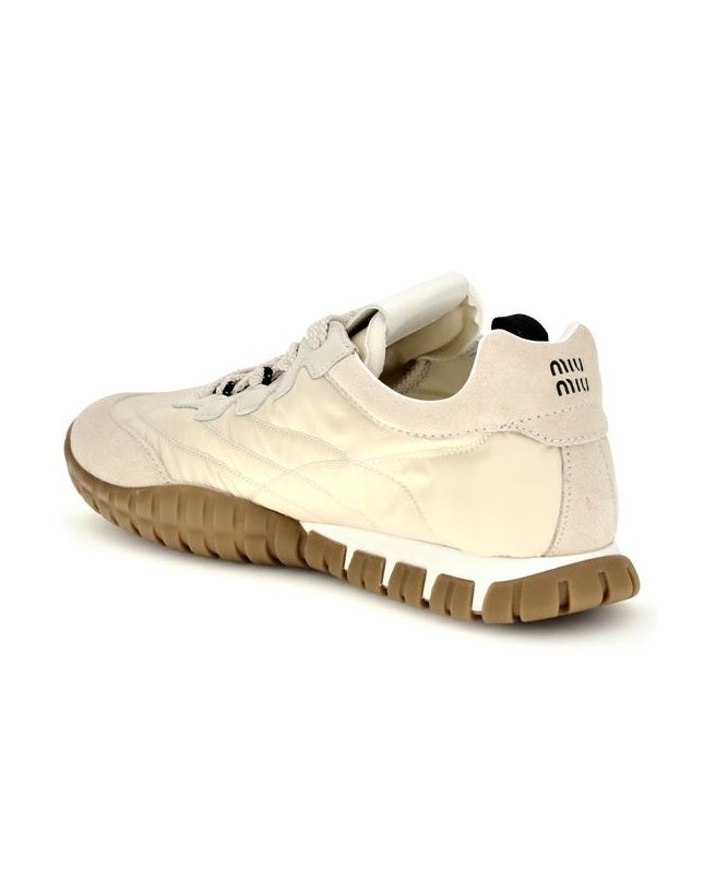 Miu Miu Cream Recycled Polyamide Athletic Sneakers Glam Steals