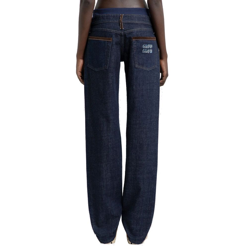 Miu Miu Denim Piped Trim Jeans Glam Steals